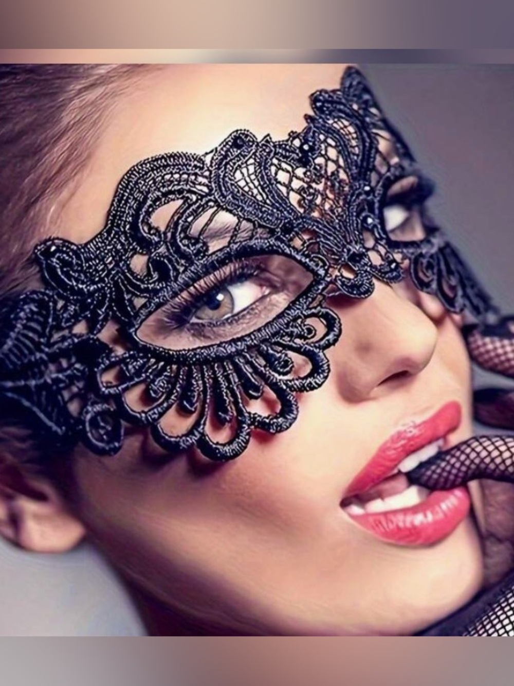 Duiziqian Lace Mask Half Face Masquerade Ladies Halloween Props Black